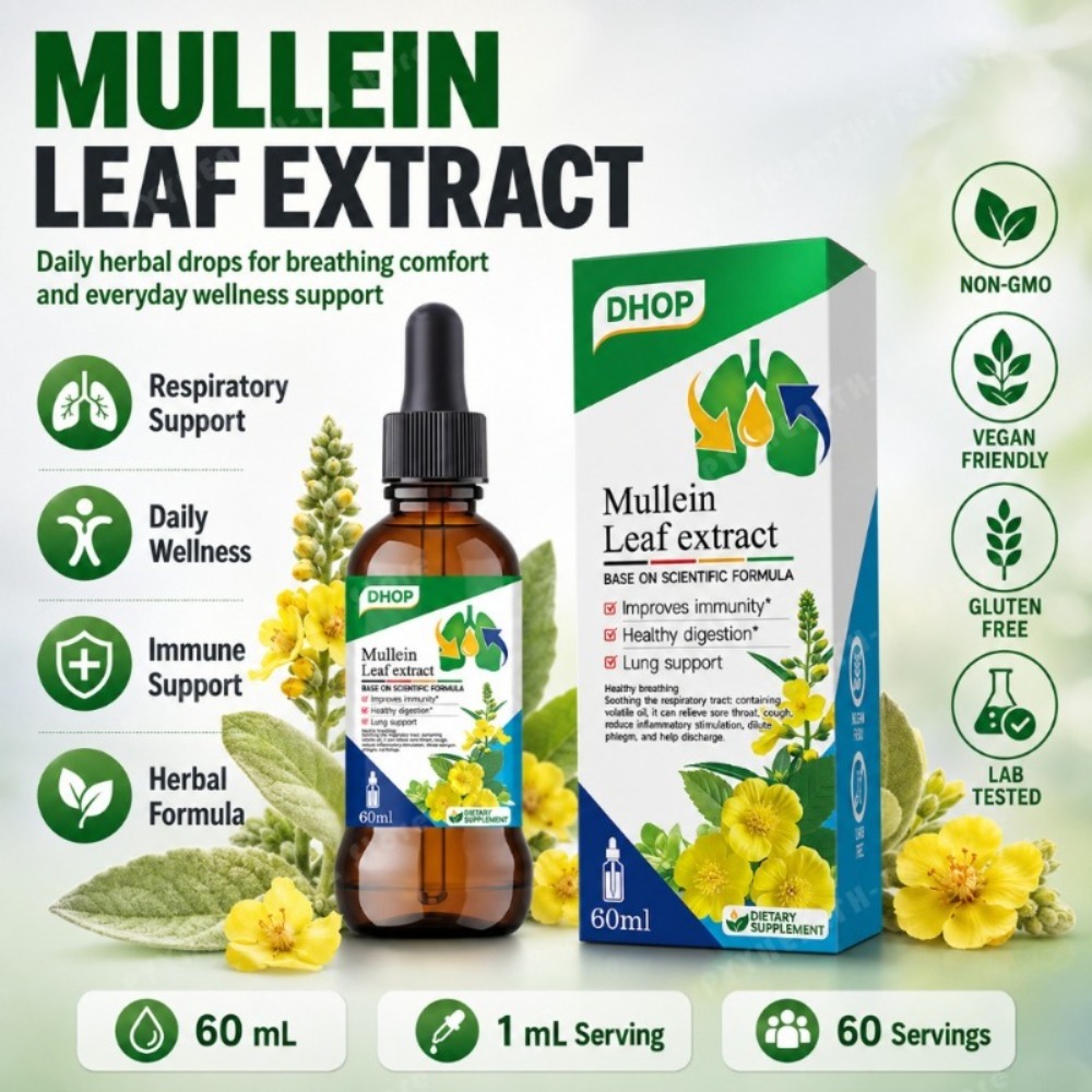 Herbal Wellness For You - Mullein Leaf Extract Drops 60ml, Herbal