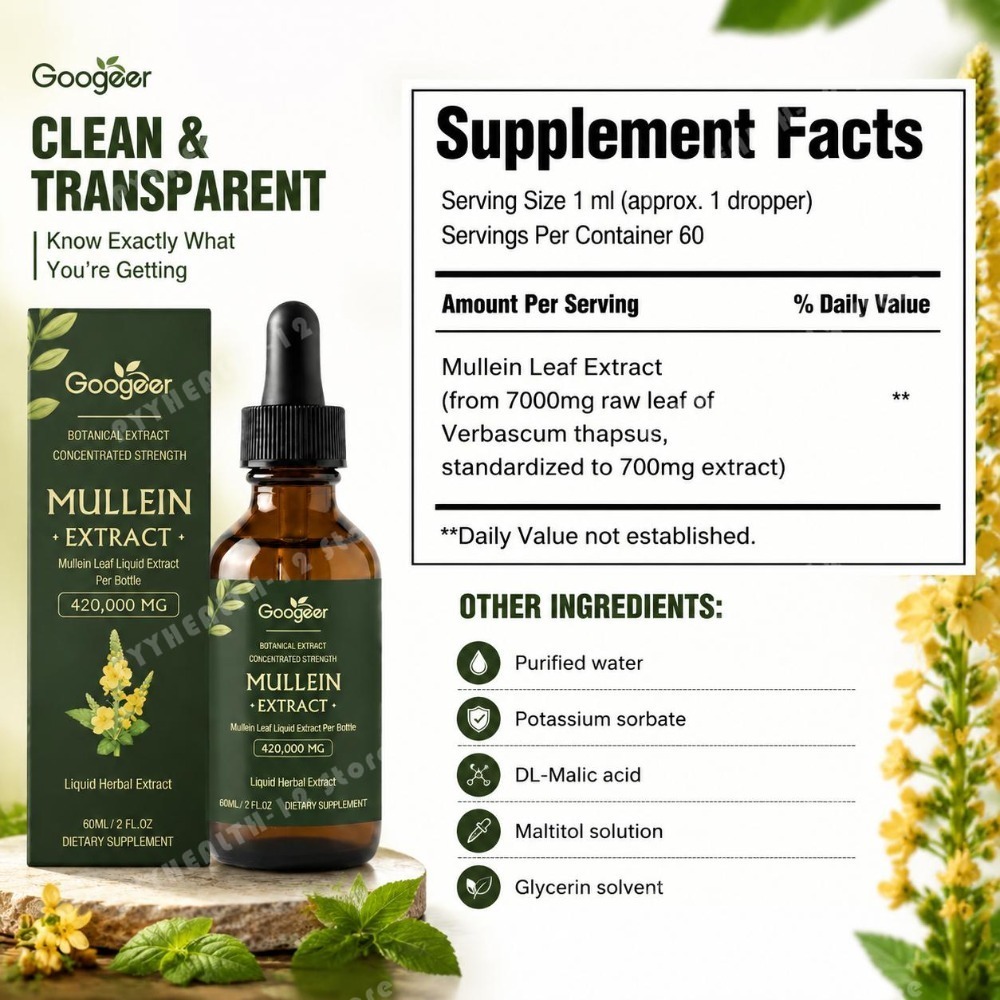Googeer Mullein Leaf Extract 4 - огляд і ціна Herbal And Wellness Products