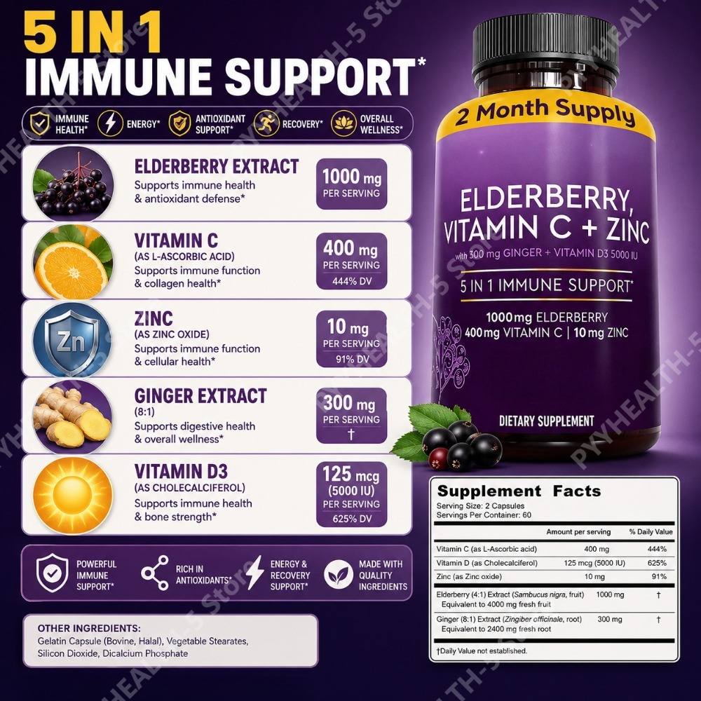 Elderberry Capsules with Vitam - огляд і ціна Herbal Wellness Blend