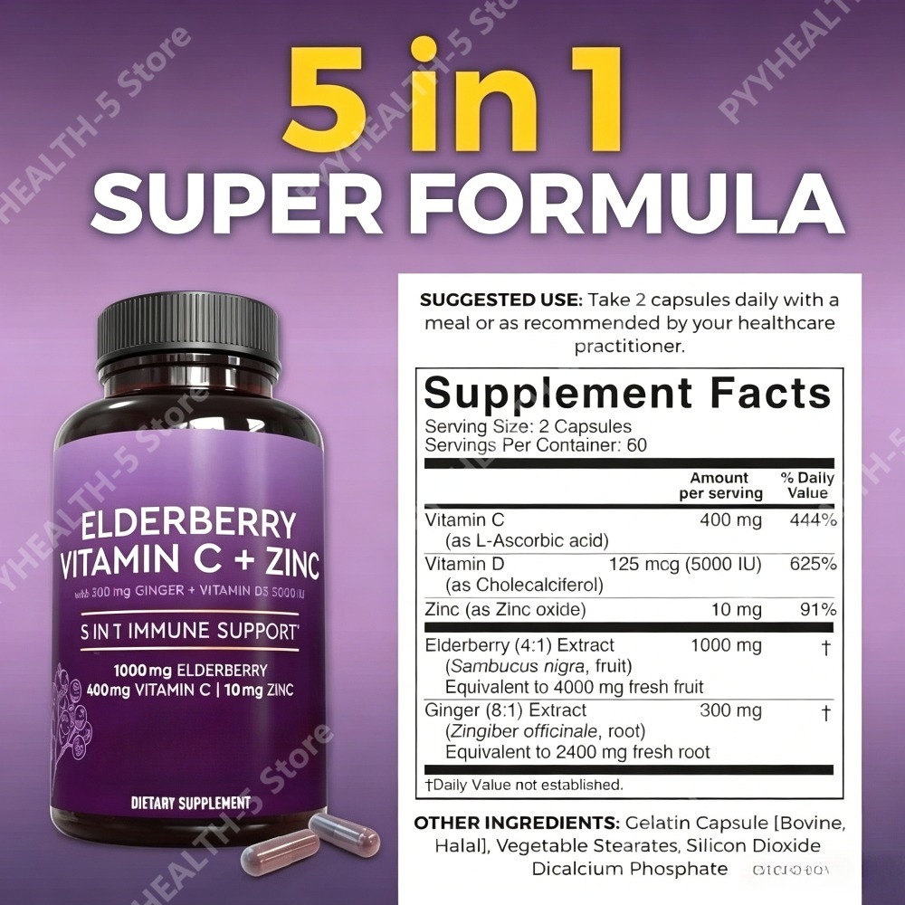 Elderberry Capsules with Vitam - огляд і ціна Herbal Wellness Blend