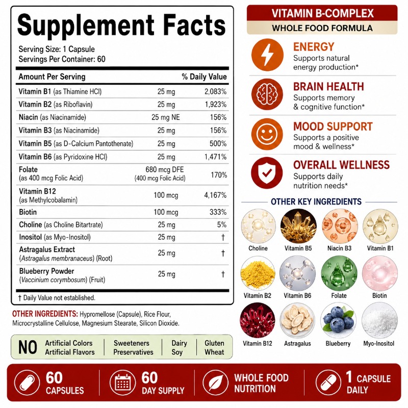 B Complex Vitamins Supplement  - огляд і ціна Herbal Wellness Blend